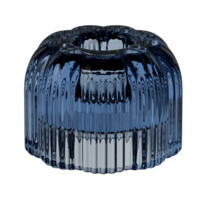 Villeroy & Boch Fleur blue glass candleholder 6.3cm relief pattern design